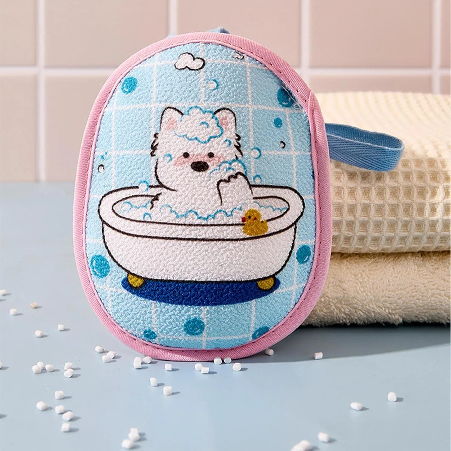 Мочалка-мешочек для мыла из сетки, Generisch, 13x10,5 см, Blau — фото 3