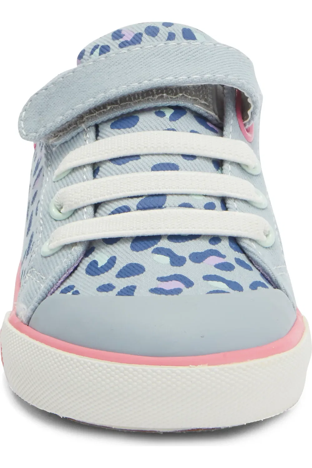 Кроссовки детские с цветочной вышивкой Kristin See Kai Run, Sky Blue/Leopard — фото 4