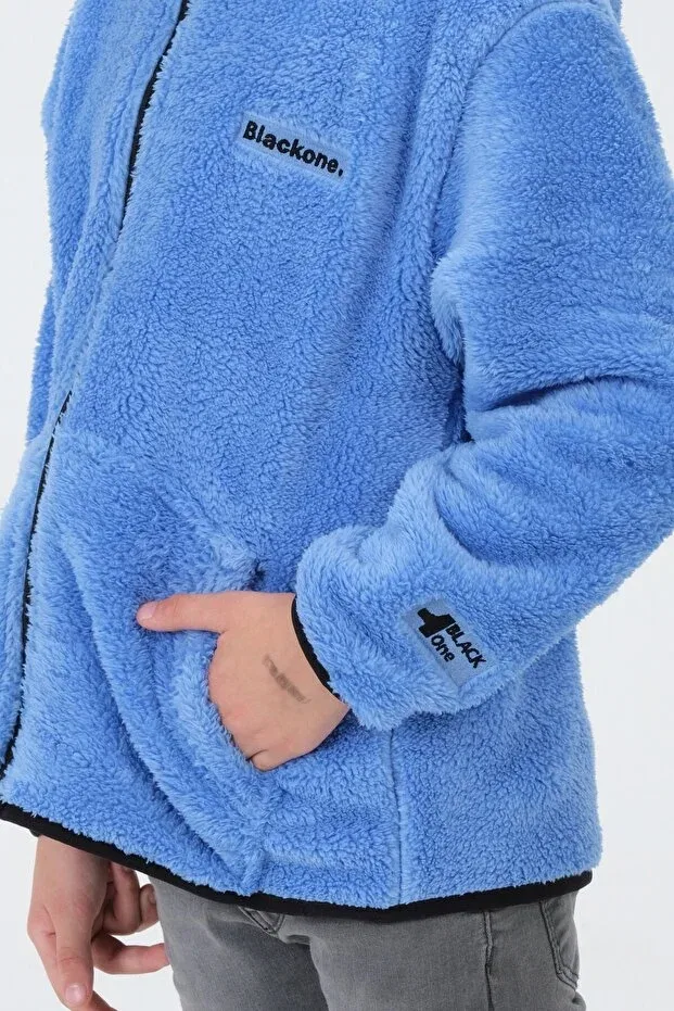 Детское худи для девочек с принтом Basics Black One, Blue — фото 4