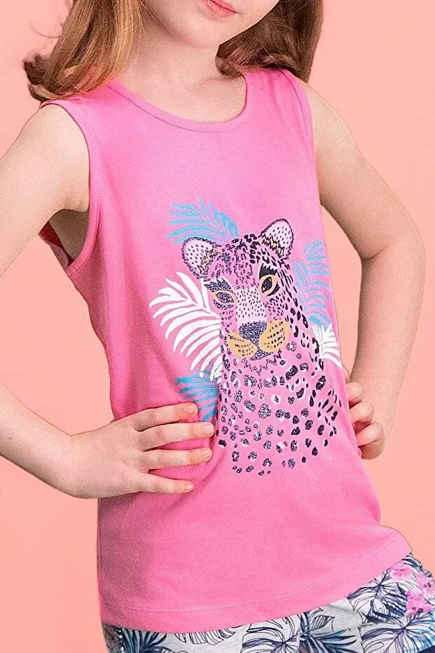 Детский комплект шорт для девочек с принтом Tiger Safari Dark Pink Roly Poly, Dark Pink — фото 2