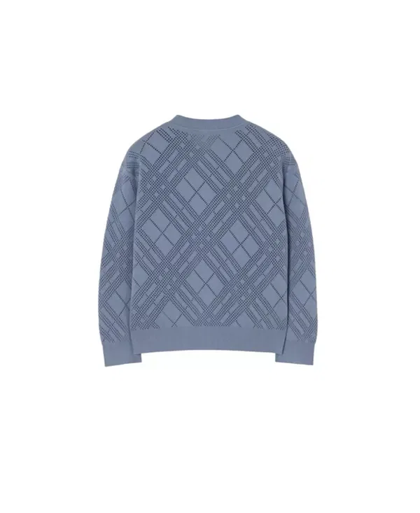 Детский кардиган для девочек с принтом Burberry Check, Steel Blue — фото 2