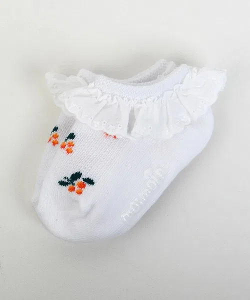 Детские носки-следки с кружевом и принтом ягод, модель Berry Lace, moimoln, Ivory — фото 4