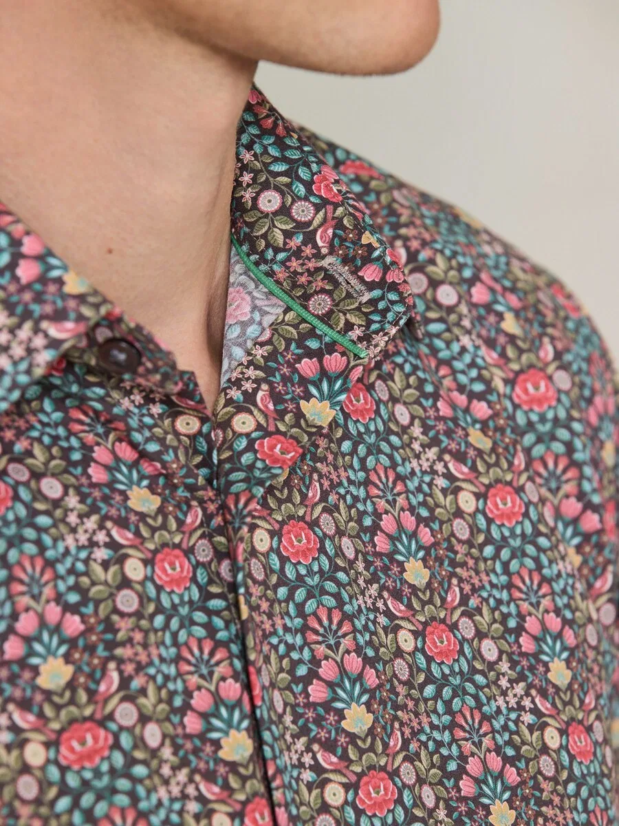 Рубашка Next Regular fit Button Up Shirt 'N. Premium' темно-коричневого цвета — фото 4