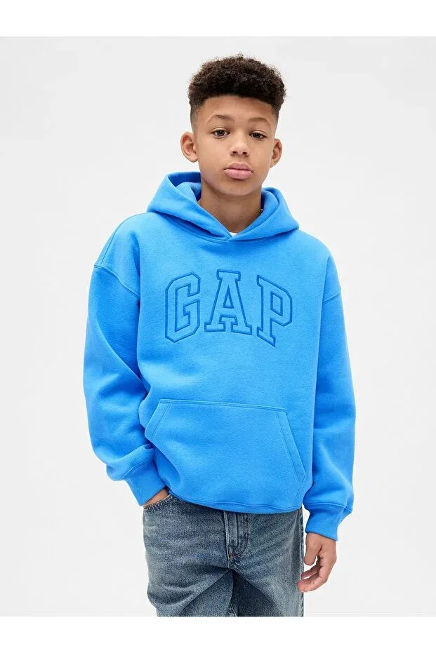 Детские свитшот для мальчиков с принтом VintageSoft Relaxed Logo Gap, Light Blue-001