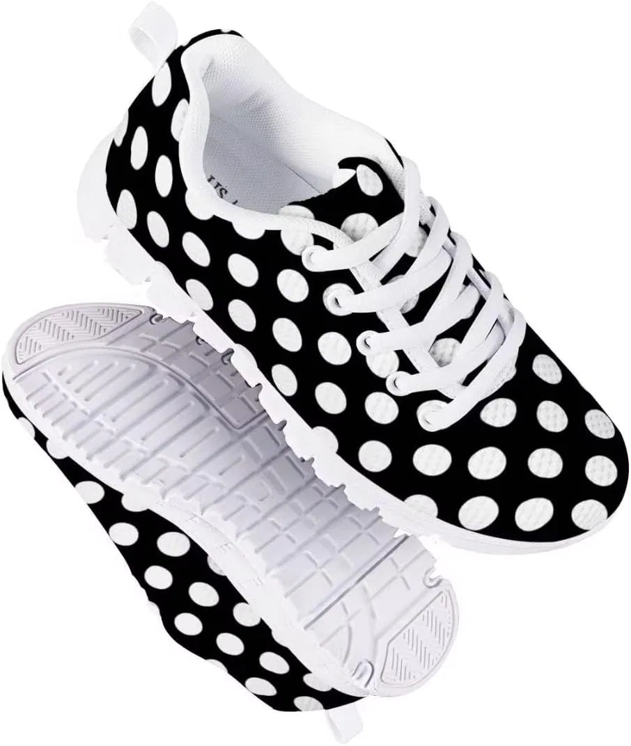 Детские кроссовки для девочек с принтом в горошек Dellukee, Polka Dot Black — фото 2