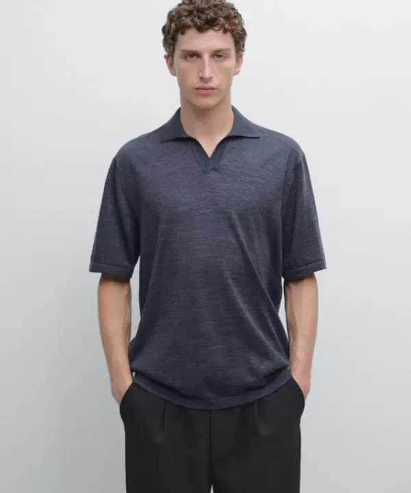 Поло с V-образным вырезом, вязаное, Massimo Dutti