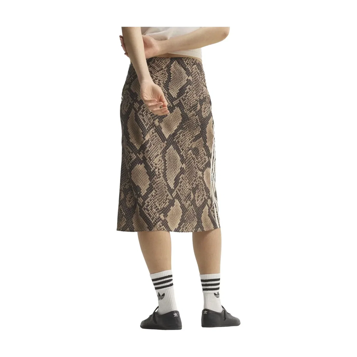 Женская юбка с змеиным принтом из атласа Linen Magic Beige Adidas, мультиколор — фото 2