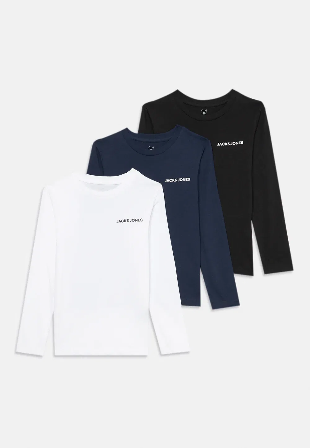 Комплект из 3 футболок Jjkai с круглым вырезом и длинными рукавами Jack & Jones Junior, Black/White/Navy