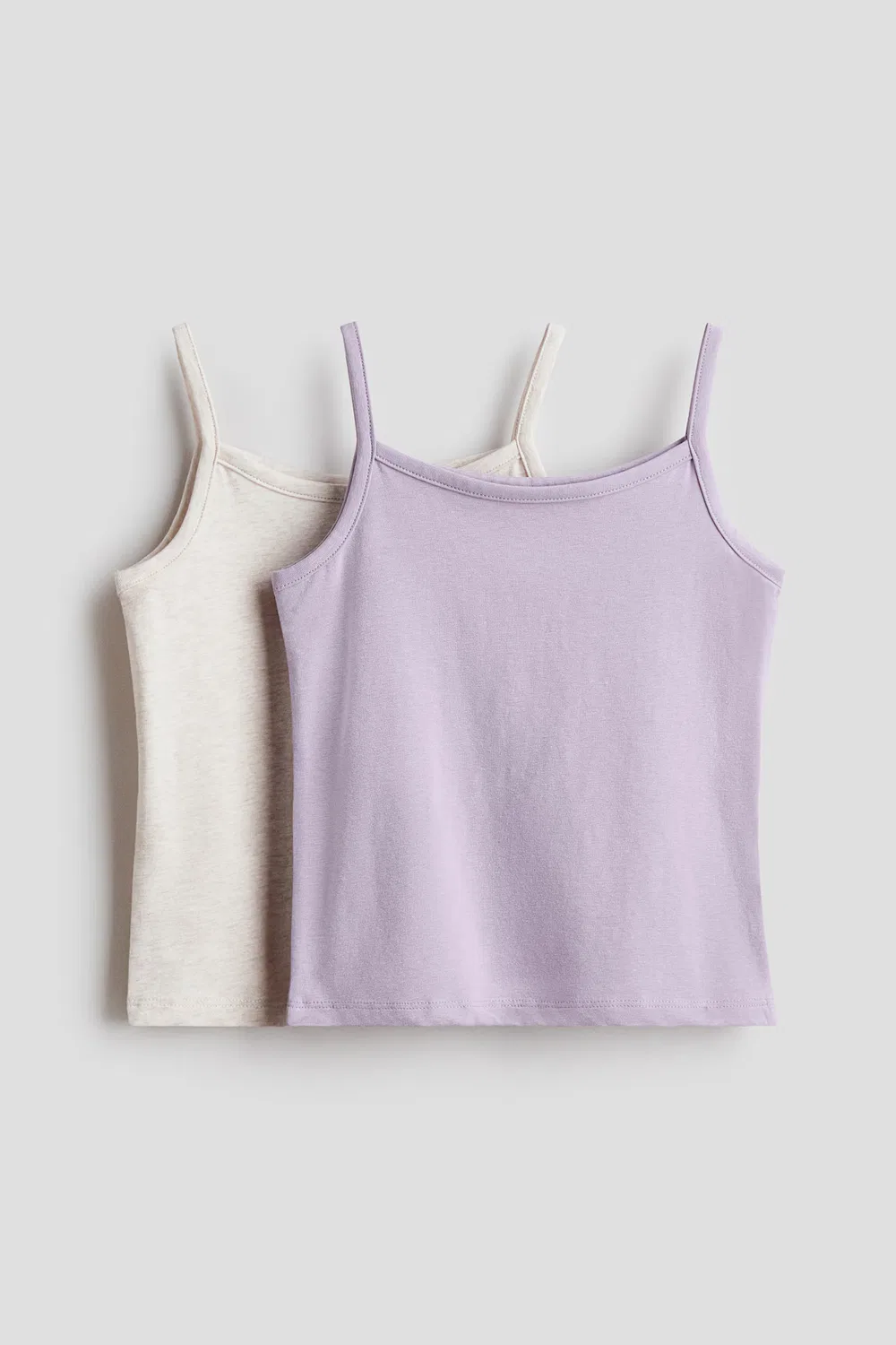 Комплект из 2 хлопковых маек H&M, Helllila/Hellbeige