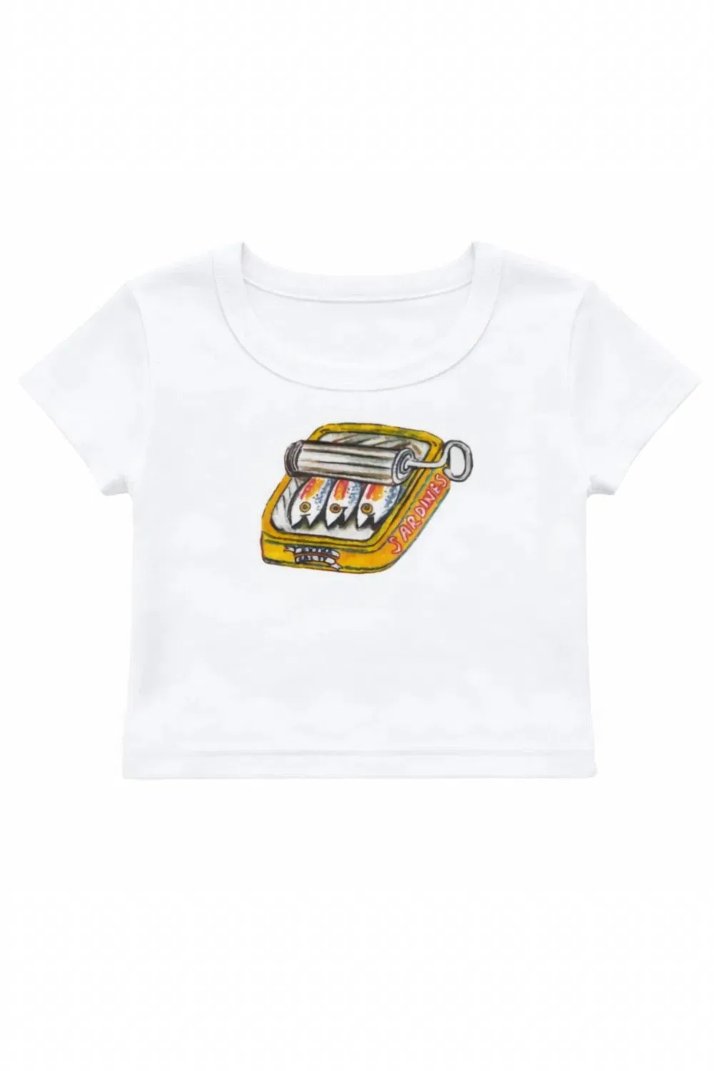 Детская футболка для девочек с принтом Sardines KatieJnyc, White — фото 2