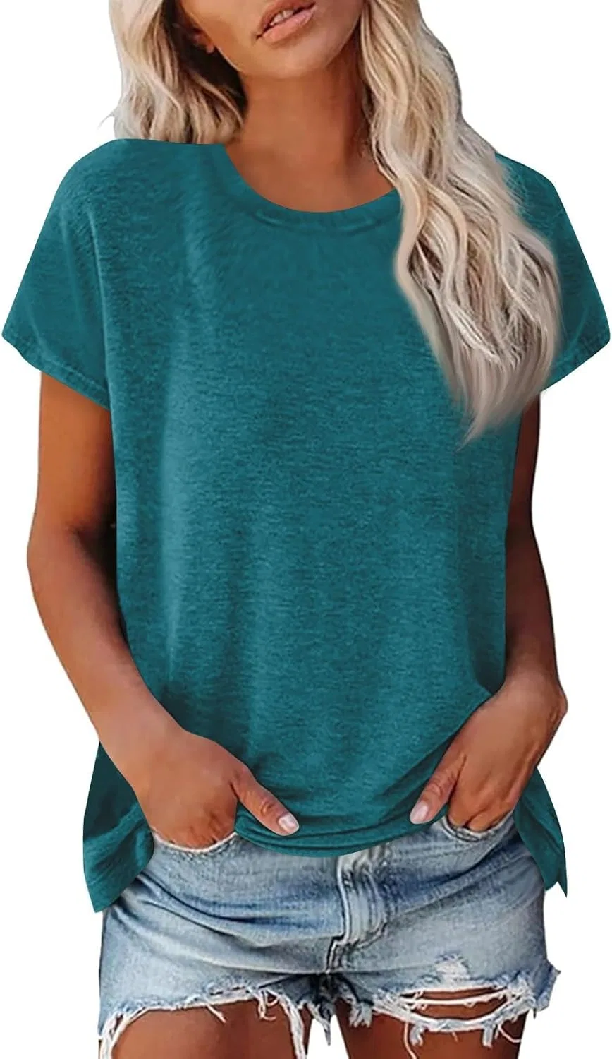 Женская футболка с круглым вырезом OMING, Turquoise
