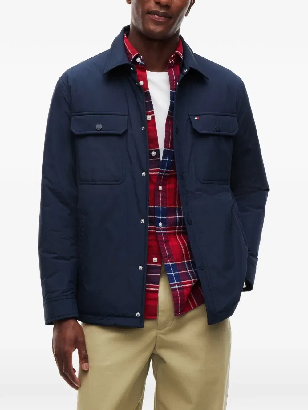 Стеганая куртка-рубашка с логотипом-нашивкой Tommy Hilfiger, синий — фото 3