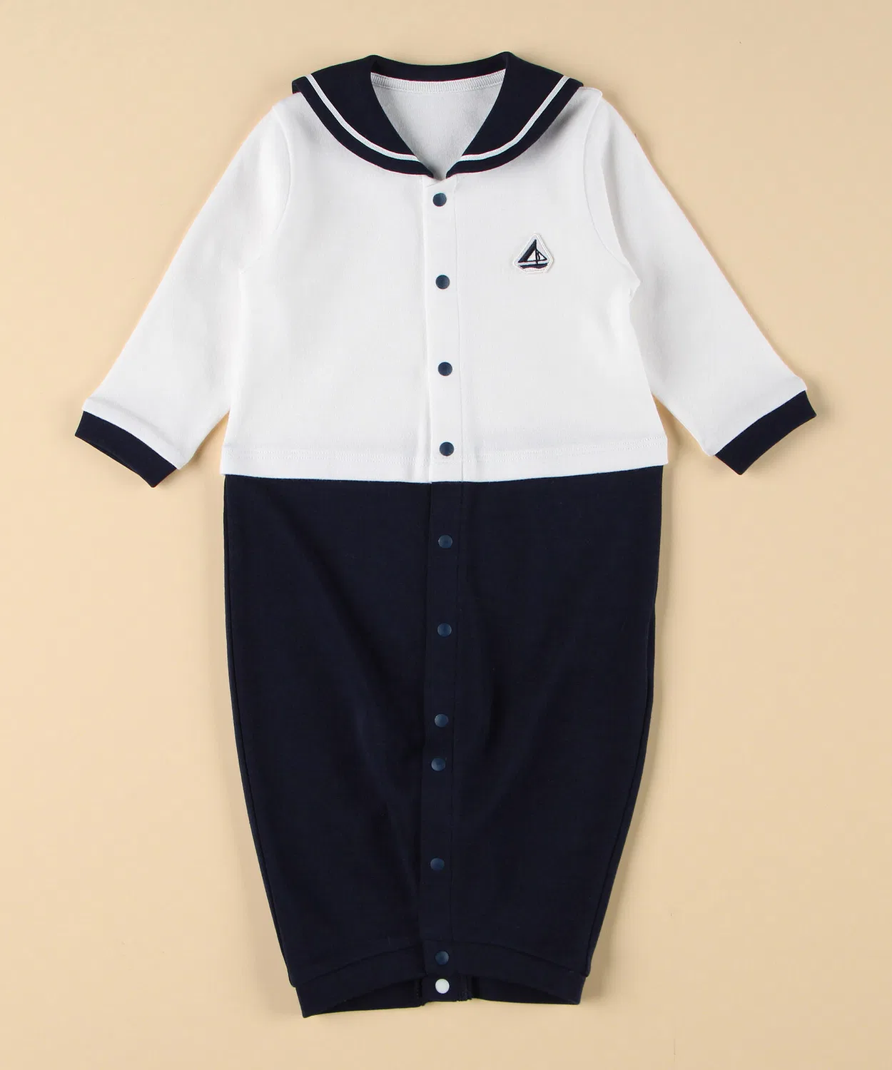 Детский комбинезон-кимоно с длинным рукавом модель Sailor Collar COMME CA ISM, White/Navy — фото 3