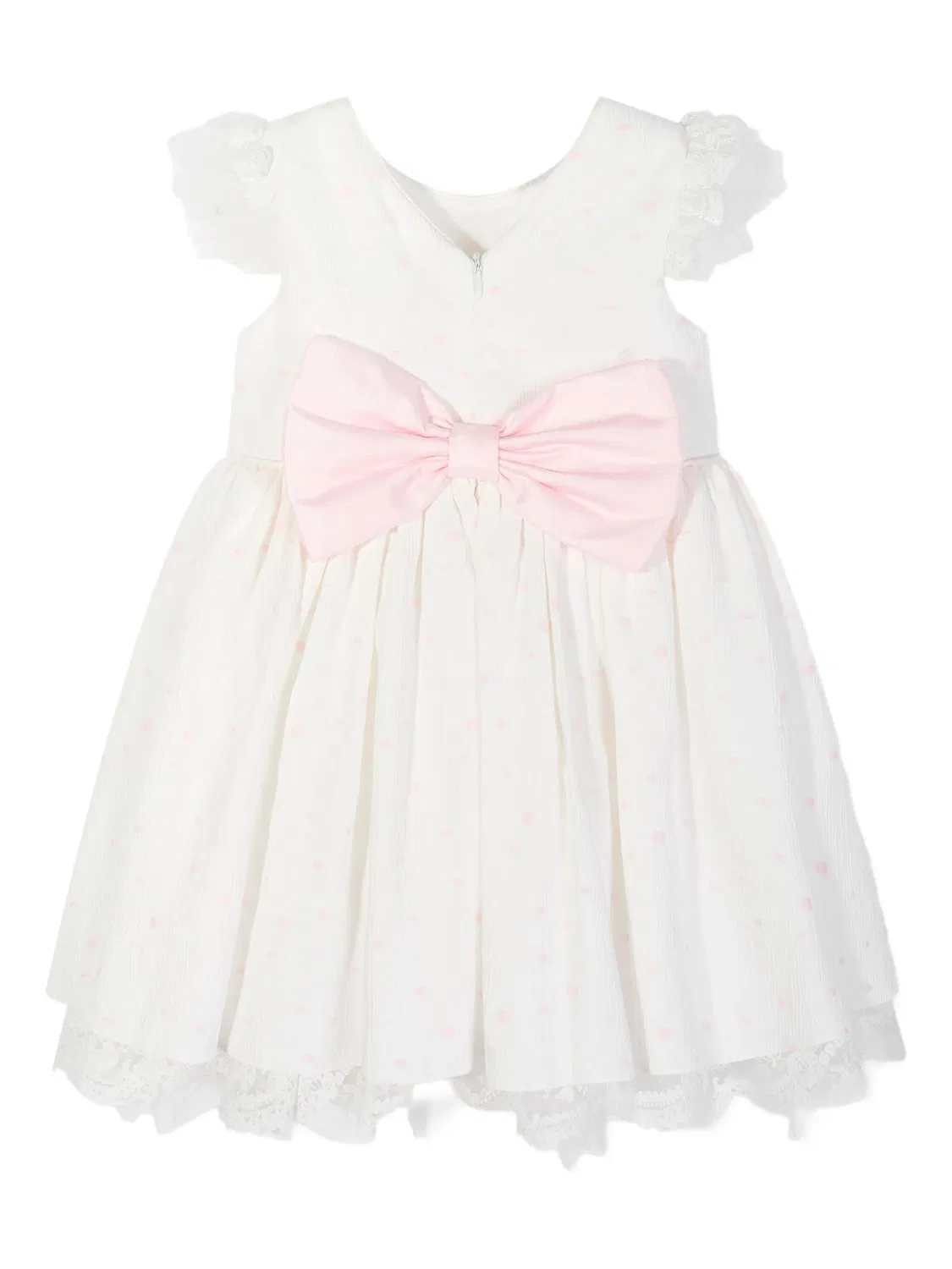 Кружевное платье с розовыми украшениями Dress & Fleur, белый — фото 2