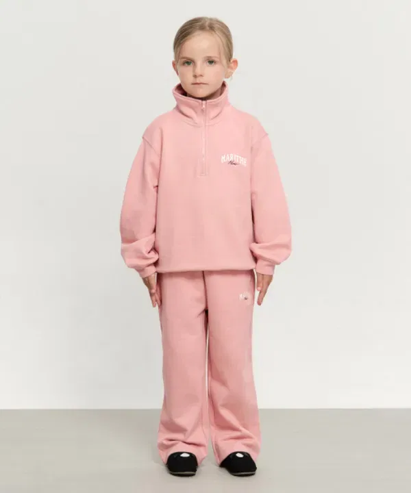Детский спортивный костюм-полукомбинезон с молнией, half zip-up Marithé Kids, светло-розовый