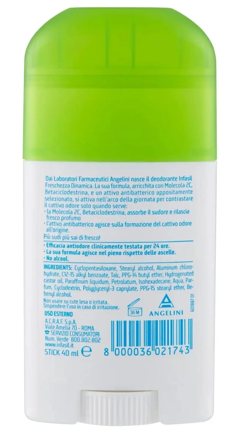 Дезодорант-стик Infasil Dynamic Freshness с молекулой 2C, набор 6 шт по 40 мл, Beni Culinari — фото 3