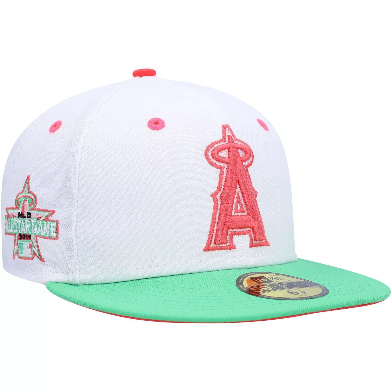 

Мужская облегающая шляпа New Era белого/зеленого цвета Los Angeles Angels Watermelon Lolli 59FIFTY