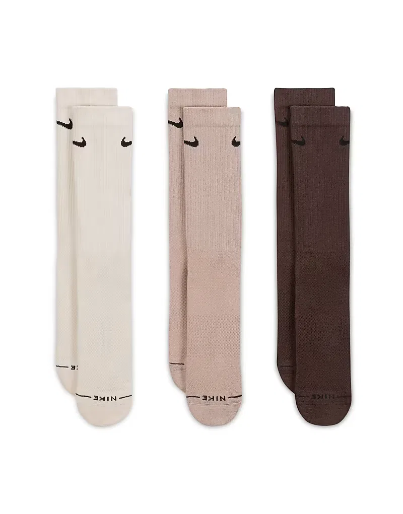 Носки высокие Everyday Plus 3 шт Nike, коричневый/бежевый — фото 2