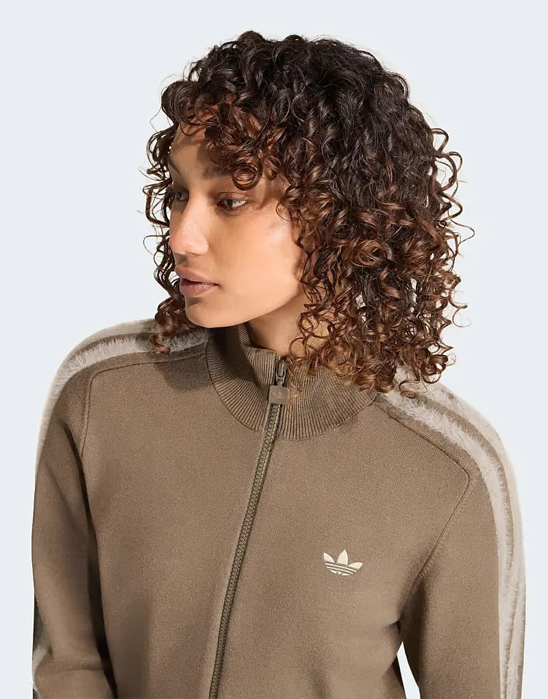 Вязаная спортивная куртка Adidas Originals Firebird в цвете Branch/Silver Pebble — фото 2