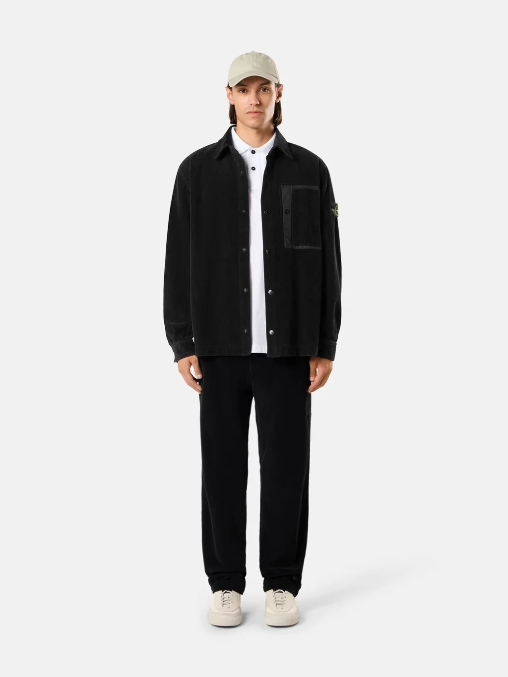 Мужское поло Stone Island Slim Fit Short-sleeve With Compass Patch, белый — фото 3
