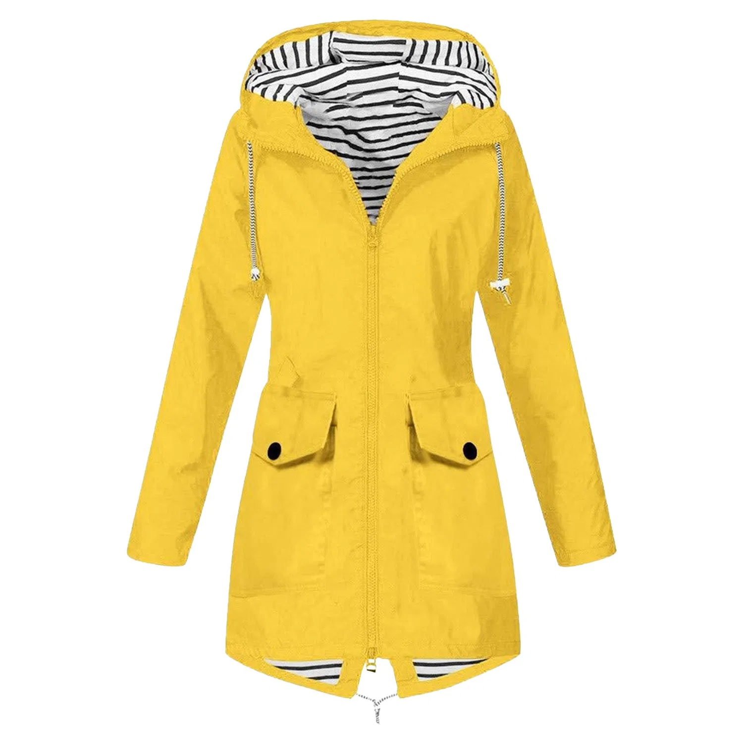Женский легкий дождевик с капюшоном и длинным рукавом, yellow