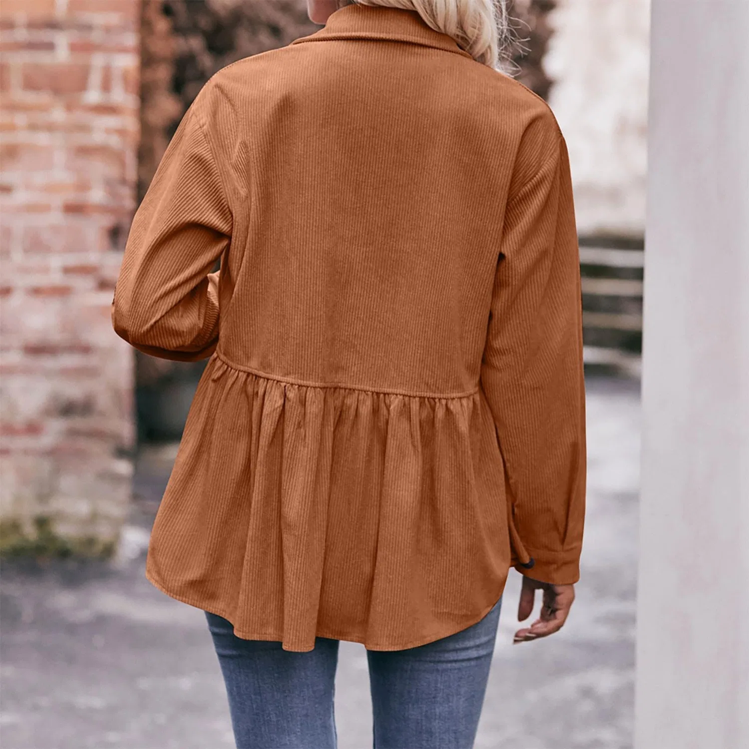 Женская куртка из вельвета с длинным рукавом Lino Donna, Caffè — фото 2