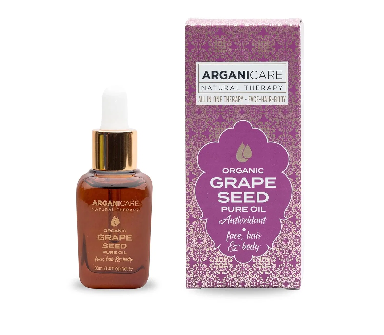 Масло для лица, тела и волос Grape Seed Oil, Arganicare, 30 мл
