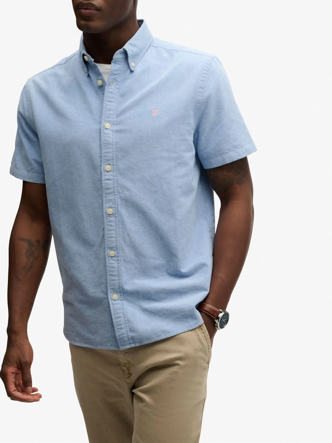 Рубашка Oxford с коротким рукавом, хлопок, Sky Blue Chambray Superdry