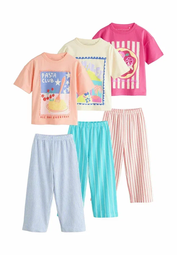 Пижамный комплект из 3 предметов, хлопок, Regular fit, Next, оранжевый, розовый