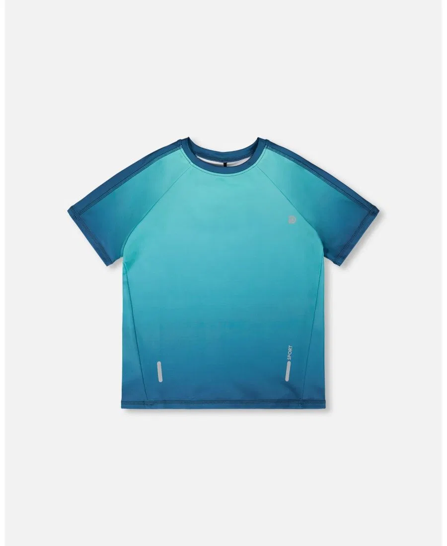 Детская футболка спортивная с коротким рукавом из полиэстера Deux par Deux, Teal Gradient