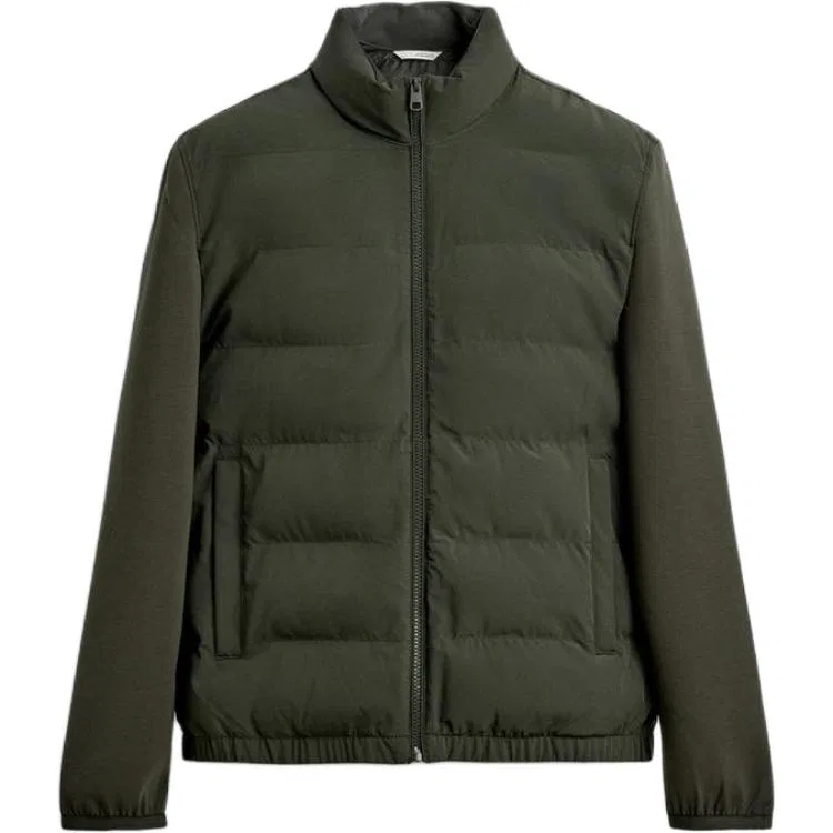 Мужское пальто-пуховик с воротником-стойкой Khaki ZARA, Khaki