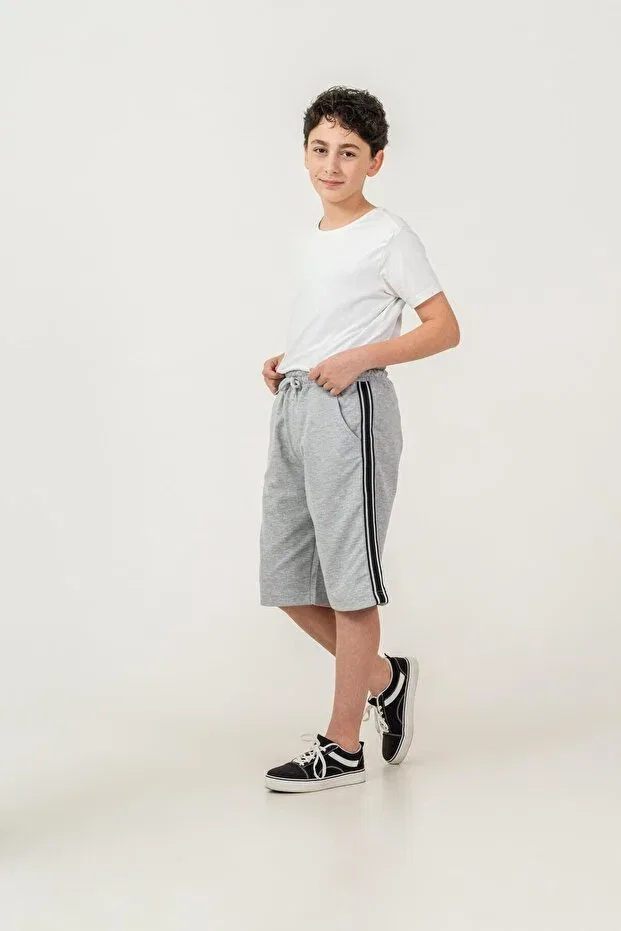 Детские шорты для мальчиков с боковыми полосками Mışıl Kids, Gray — фото 3