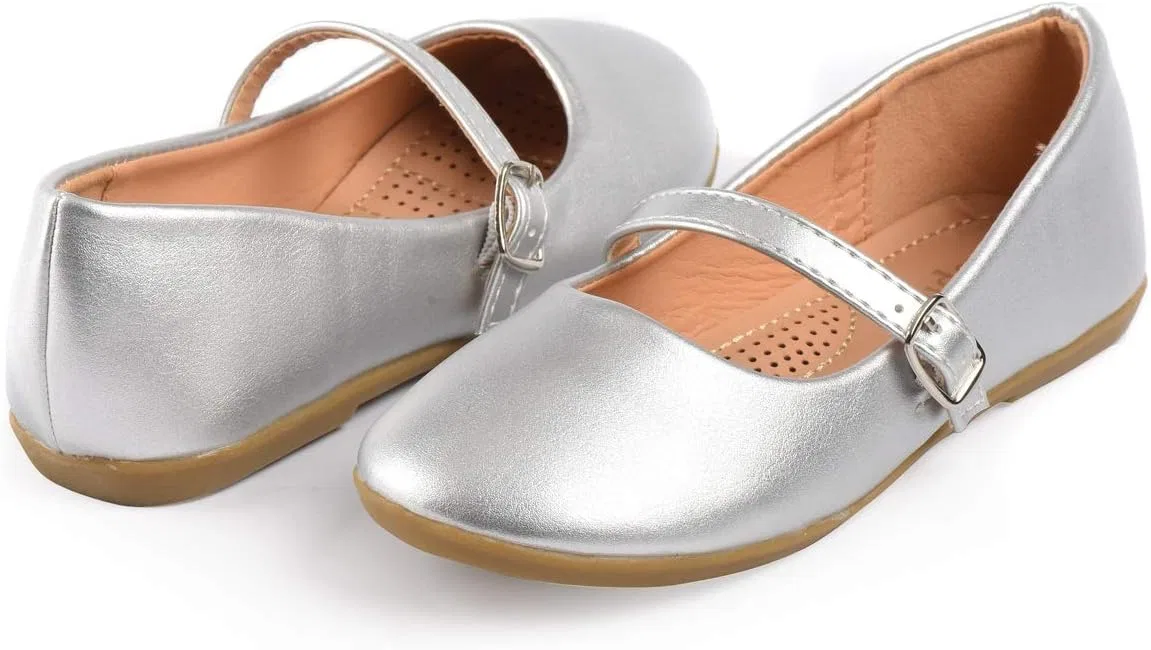Детские туфли-балетки для девочек с бантом Nova Utopia Nova Footwear, Silverpu — фото 4