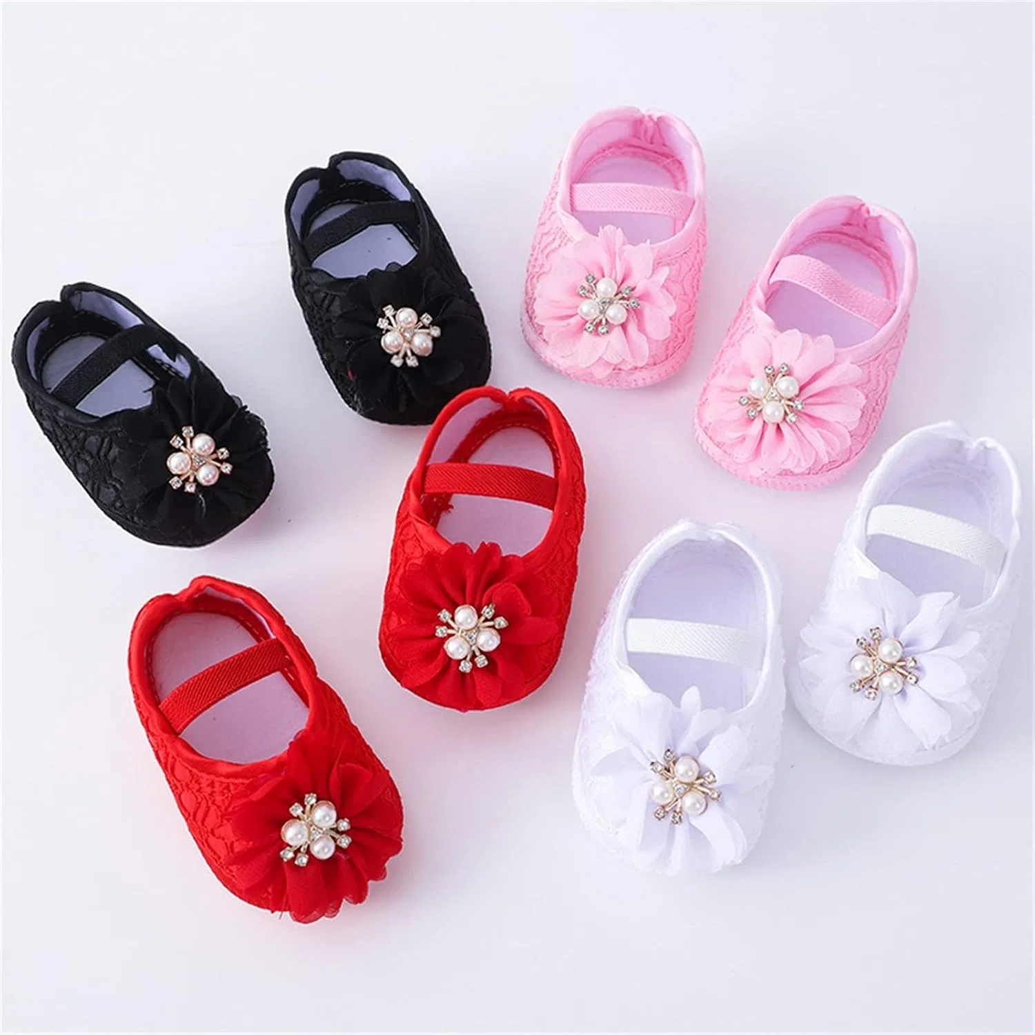 Детские туфли для девочек с жемчугом и цветком Princess Shoes, White — фото 3