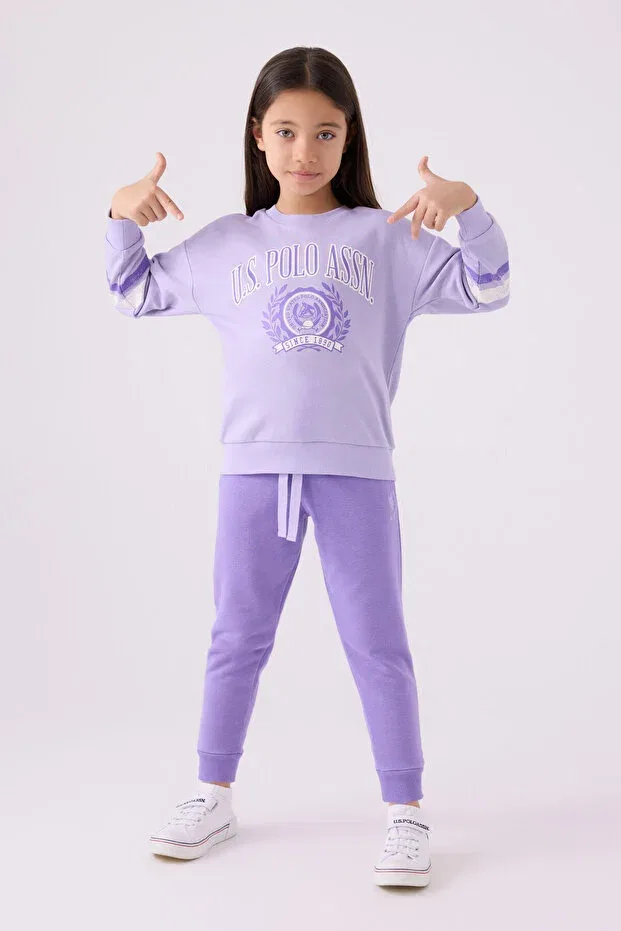 Детский спортивный комплект для девочек с принтом U.S. Polo Assn., Lilac — фото 3