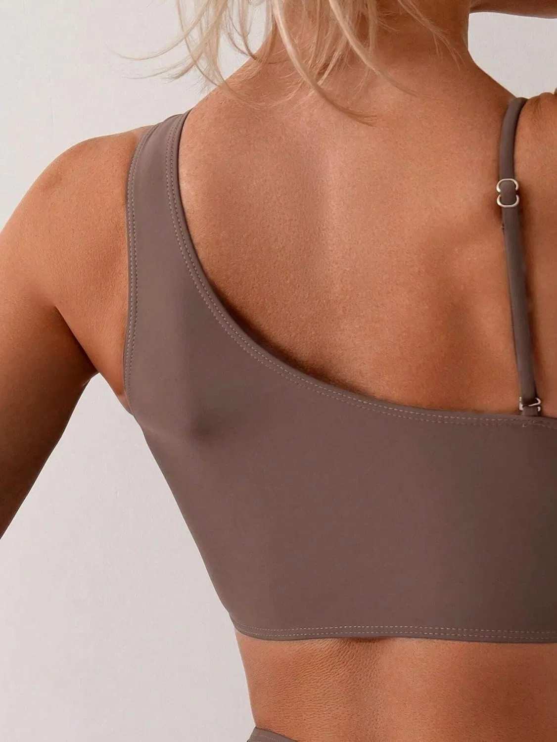 Женский бикини-сет с высокой талией на бретелях-спагетти, Brown — фото 3