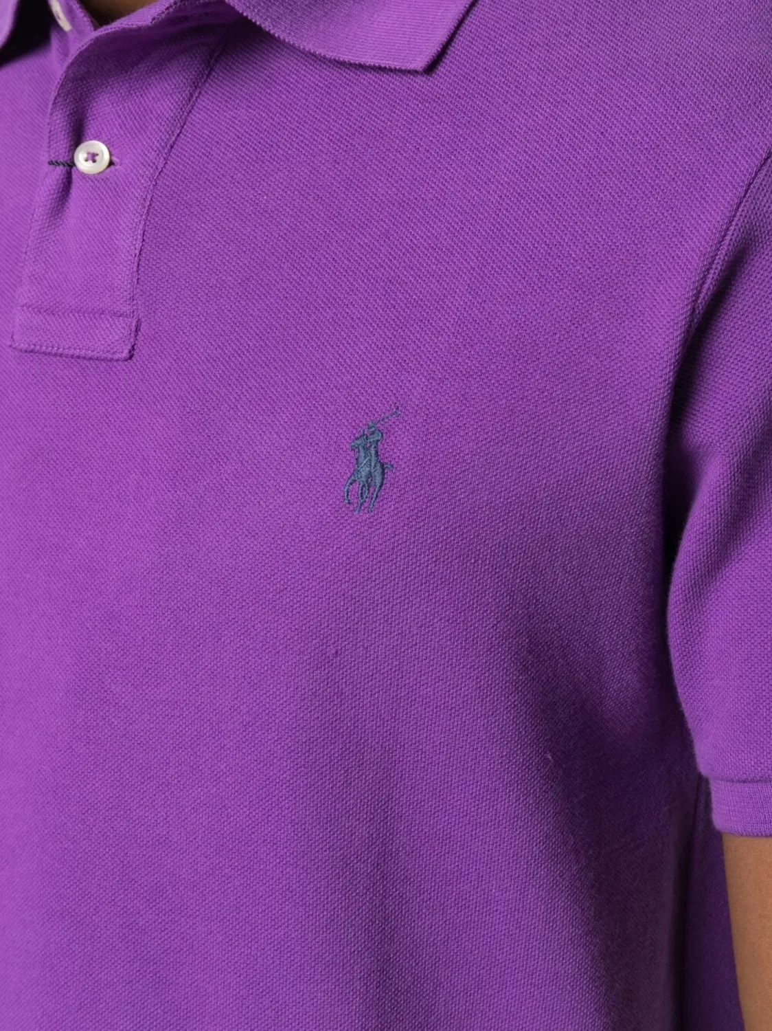 Фирменная вышитая поло рубашка Polo Ralph Lauren, фиолетово-сливочный/синий — фото 2