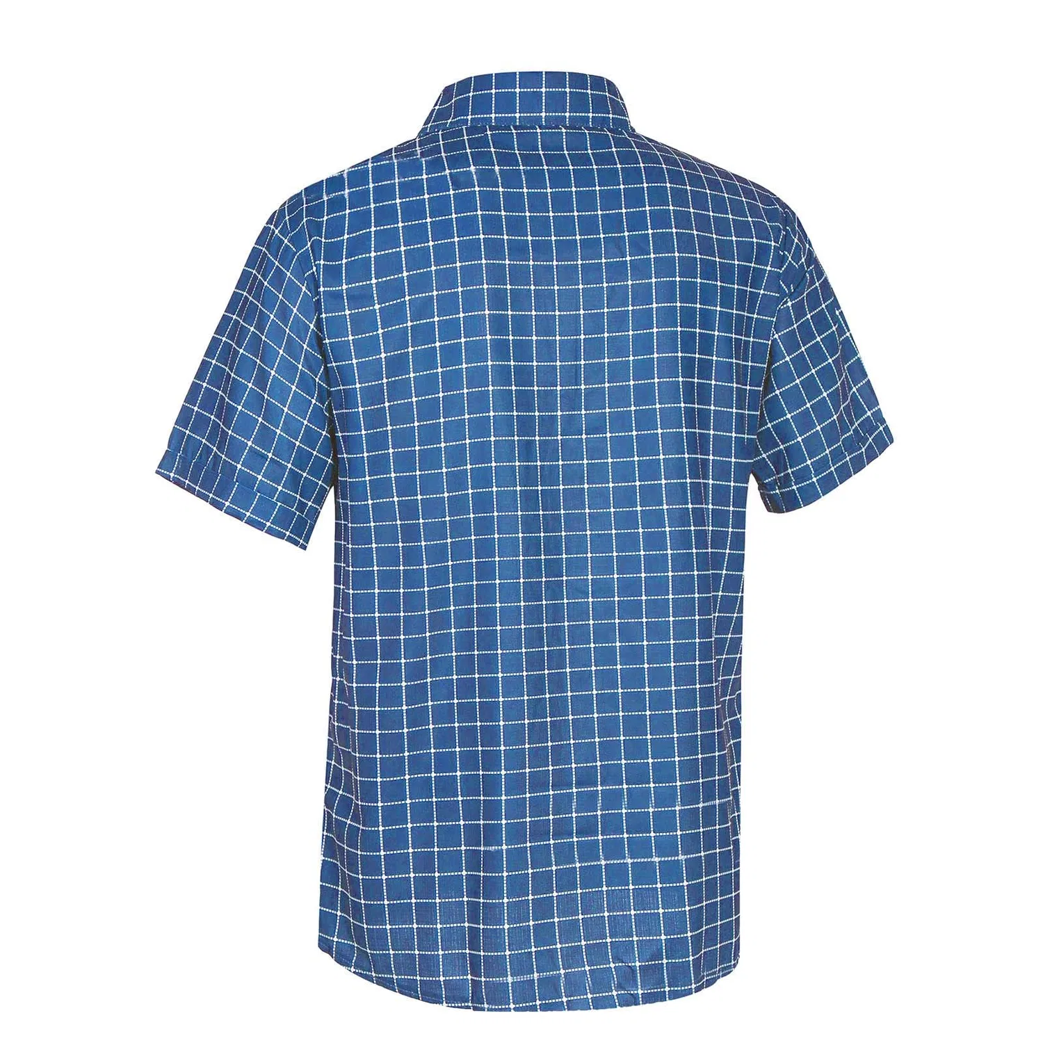 Мужская рубашка с коротким рукавом в клетку Slim Fit, Azure — фото 4