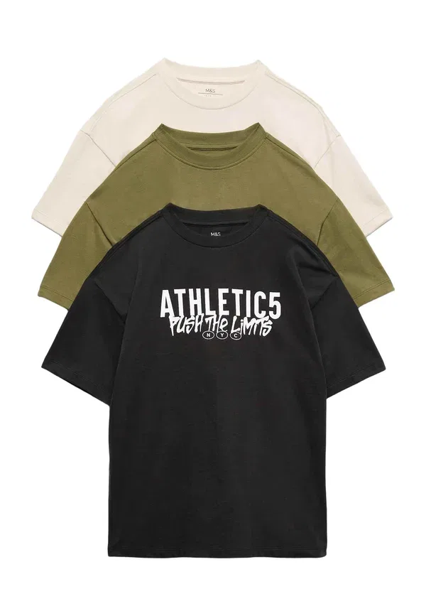 Футболка из 100% хлопка 3Pack athletic slogan - print t-shirt Marks & Spencer, Multi, мультиколор