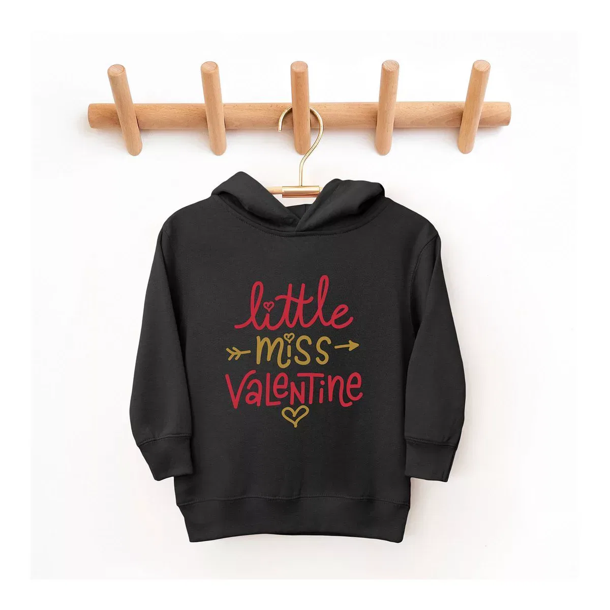 Детский худи с принтом Little Miss Valentine The Juniper Shop, Black