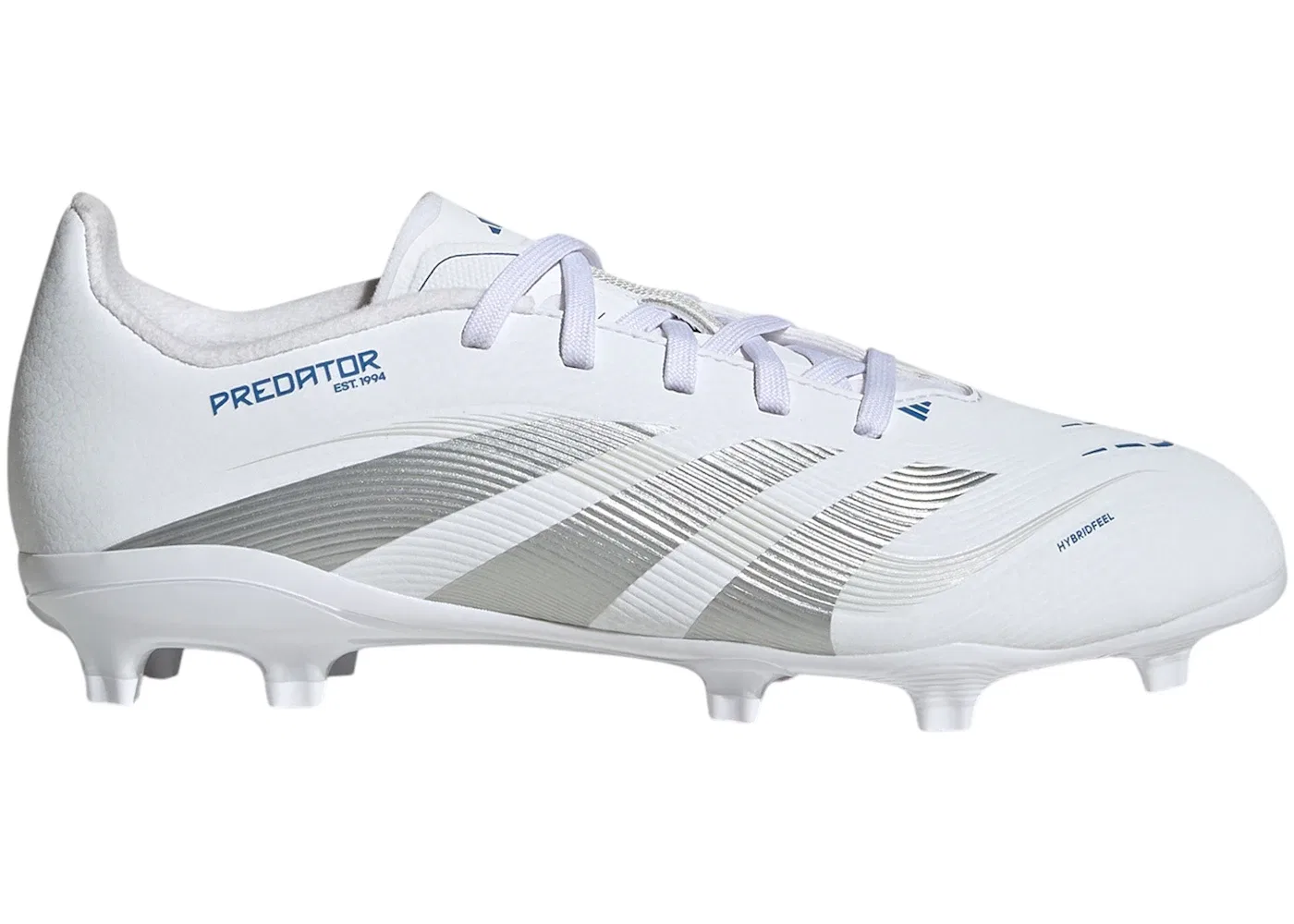 Детские бутсы Predator League FG/MG Adidas, Cloud White Silver Metallic Bright Royal