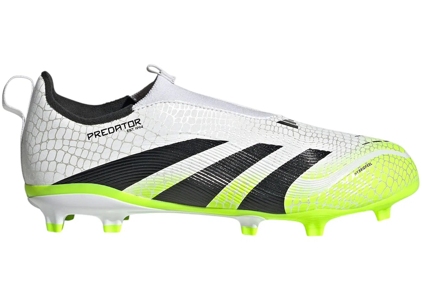 Детские бутсы с безшнуровкой Adidas Predator League Laceless FG/MG Adidas, Cloud White Core Black Lucid Lemon