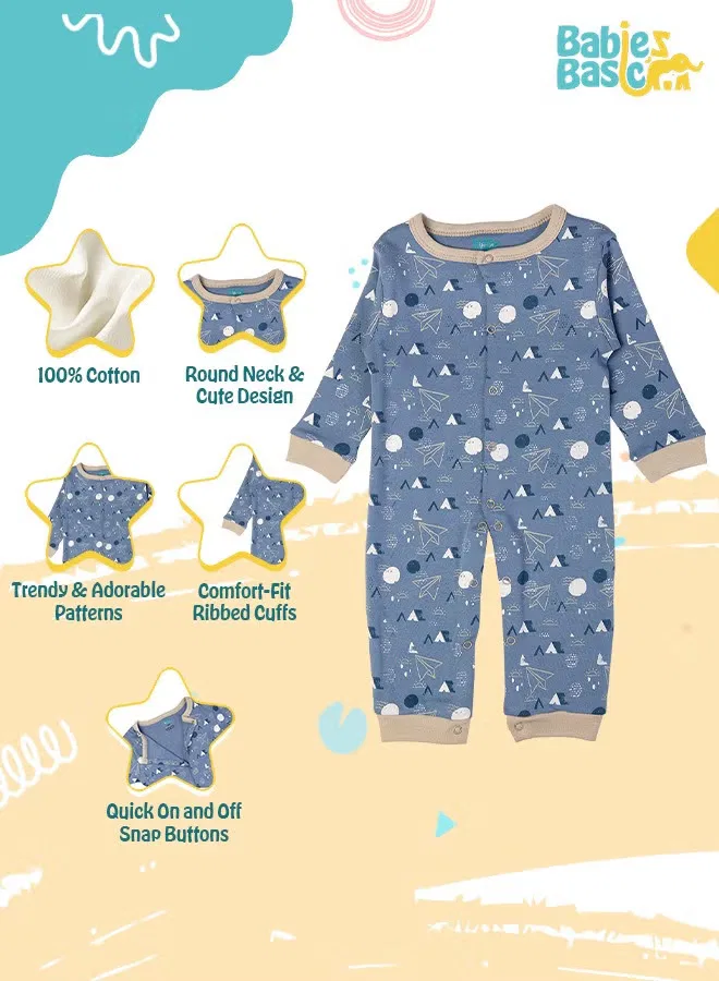 Боди-комбинезон с принтом с длинным рукавом Babies Basic, темно-синий — фото 2