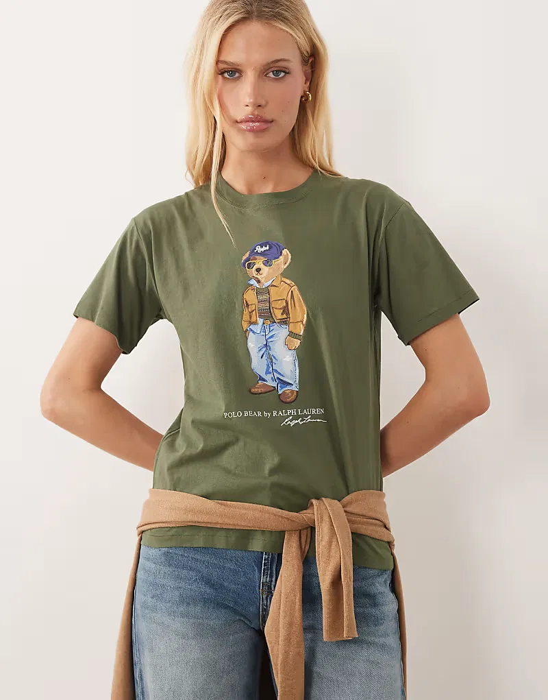 Футболка Polo Ralph Lauren Polo Bear прямого кроя темно-зеленый