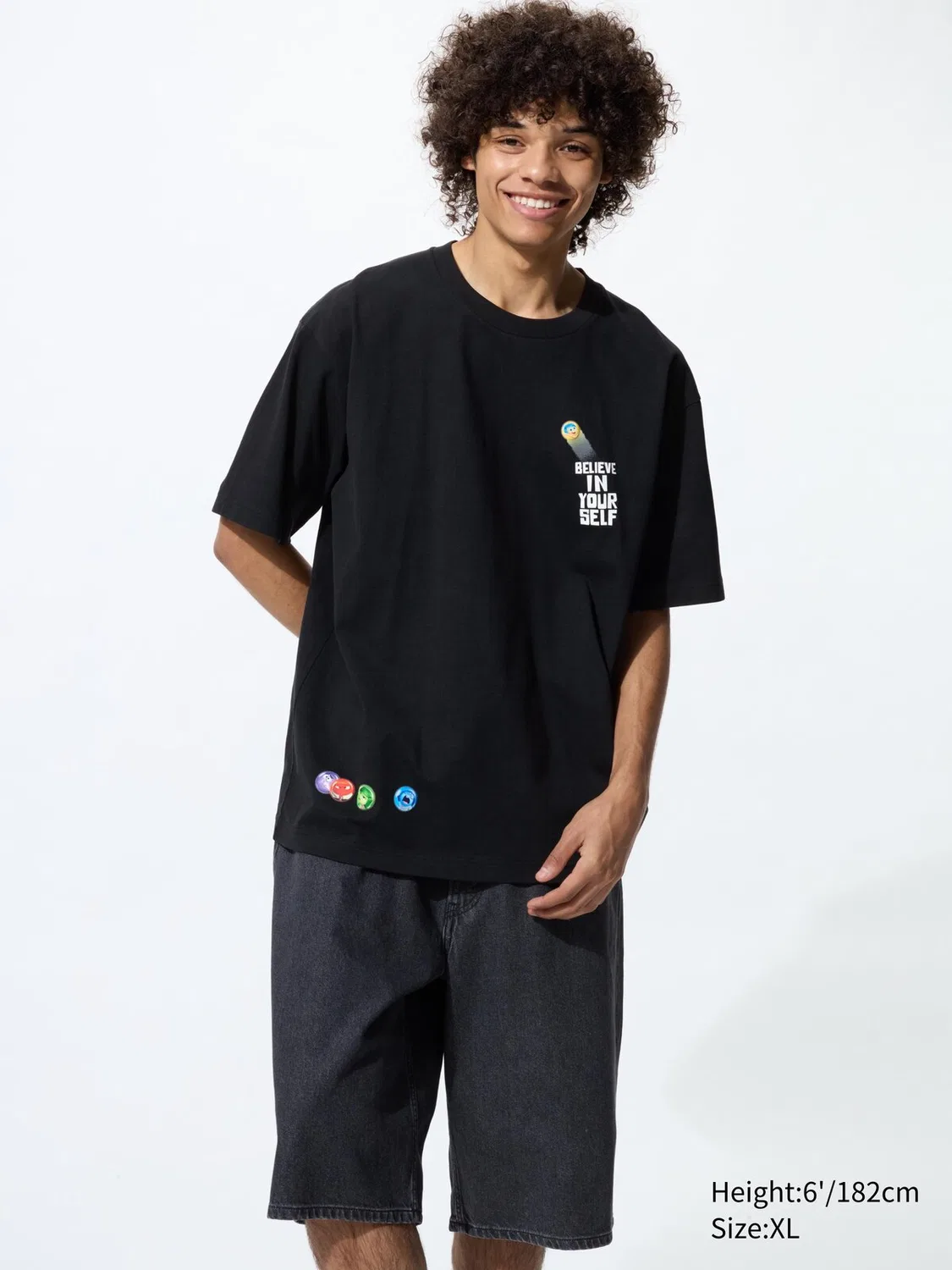 Футболка, Uniqlo, с принтом Pixar, черная — фото 2
