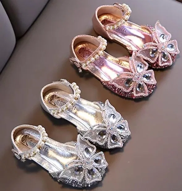 Детские туфли Мэри Джейн с принтом, Flower Girl Shoes, Sparkly Butterfly Accent, Athena, Rose Gold — фото 4