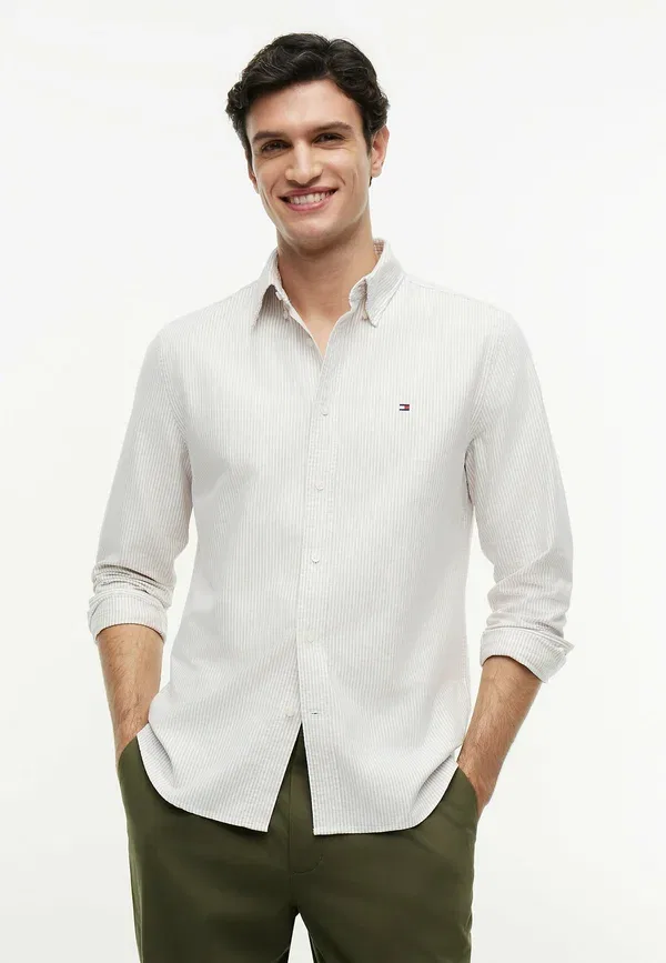Рубашка с длинным рукавом Heritage Tommy Hilfiger Coastal Taupe Stripe, коричневый