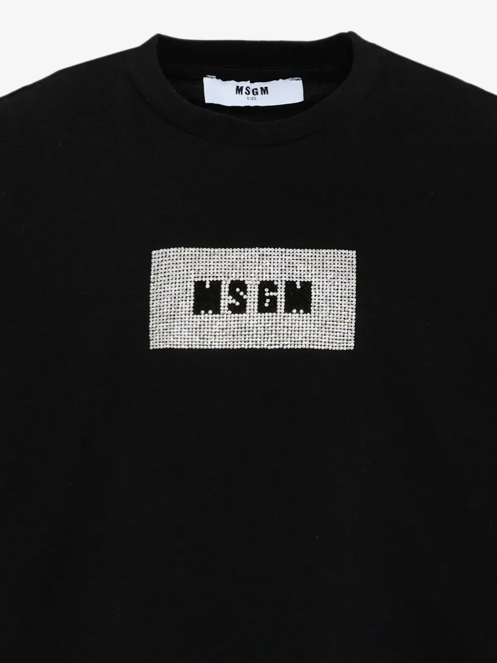 Футболка со стразами-логотипом Msgm Kids, черный — фото 3