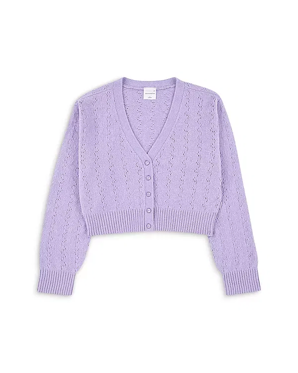 Детский кардиган для девочек с V-образным вырезом Pointelle Abercrombie Kids, New Lavender