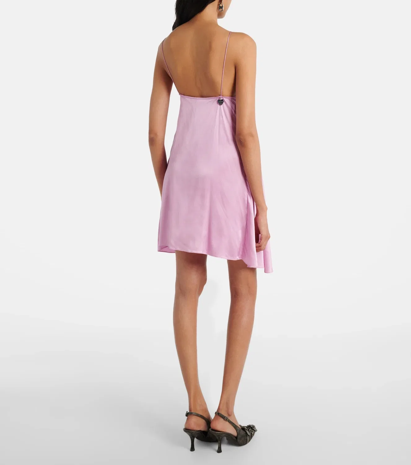 Мини-платье из атласа с оборками Acne Studios, Blush Pink — фото 3
